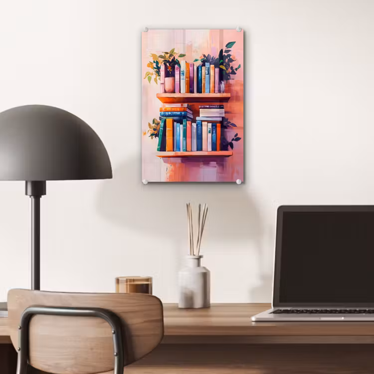 Glas schilderij - Planken - Boeken - Bladeren — 7
