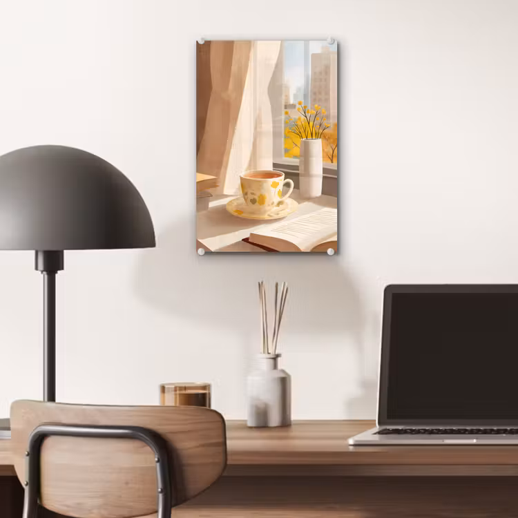 Glas schilderij - Thee - Boek - Thee - Herfst — 7