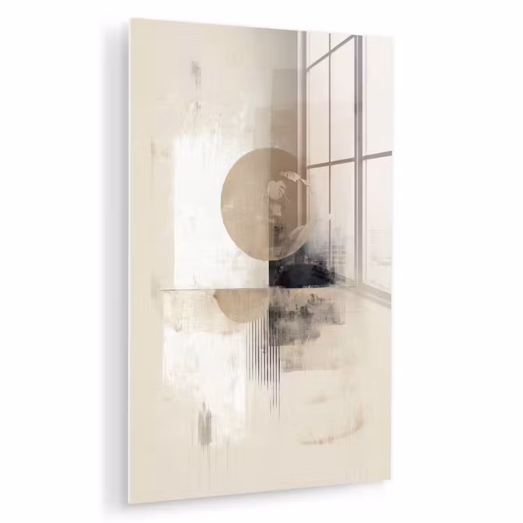 Glas schilderij - Cirkel - Compositie - Diepte - Beige — 1