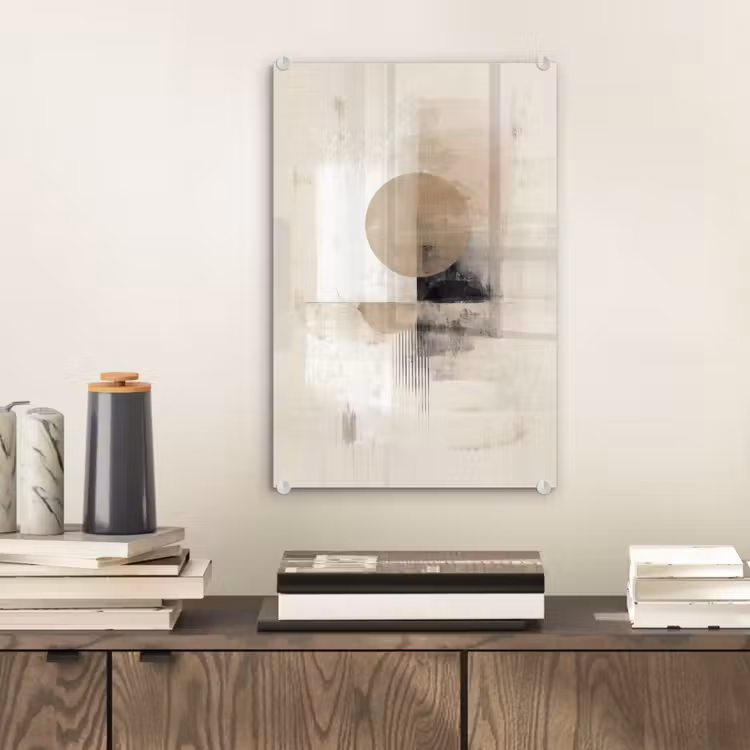 Glas schilderij - Cirkel - Compositie - Diepte - Beige — 2