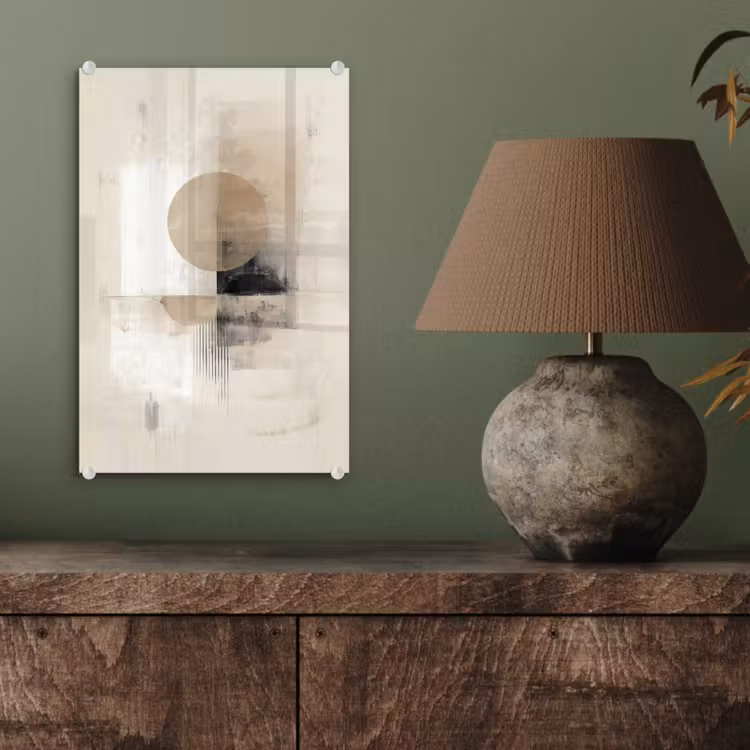 Glas schilderij - Cirkel - Compositie - Diepte - Beige — 4