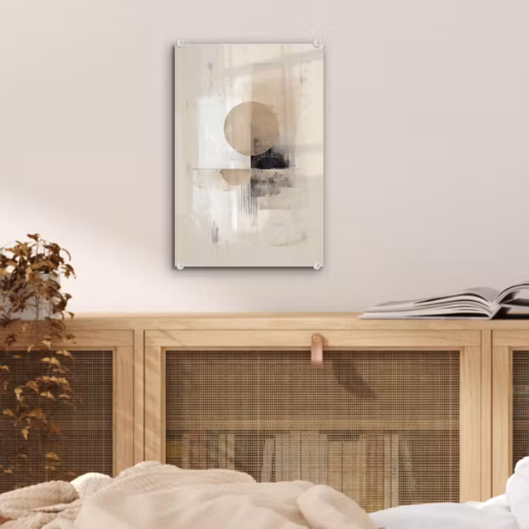 Glas schilderij - Cirkel - Compositie - Diepte - Beige — 5