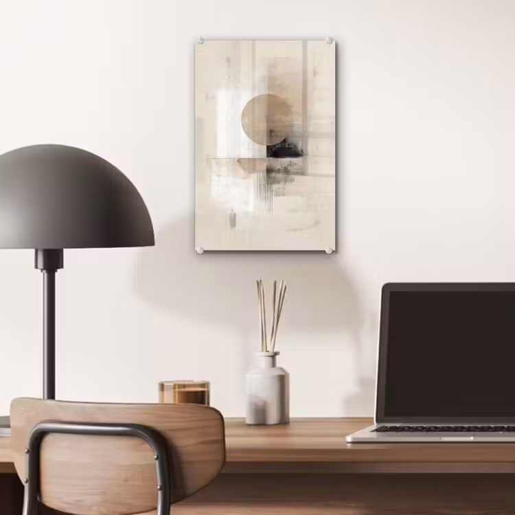Glas schilderij - Cirkel - Compositie - Diepte - Beige — 7