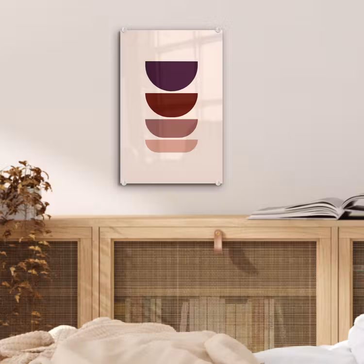 Glas schilderij - Harmonieus - Symmetrisch - Rood — 5