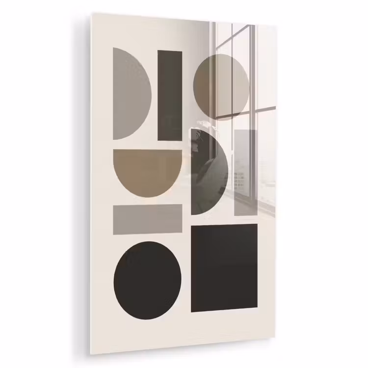 Glas schilderij - Natuurlijke tinten - Grafisch - Verticale compositie — 1