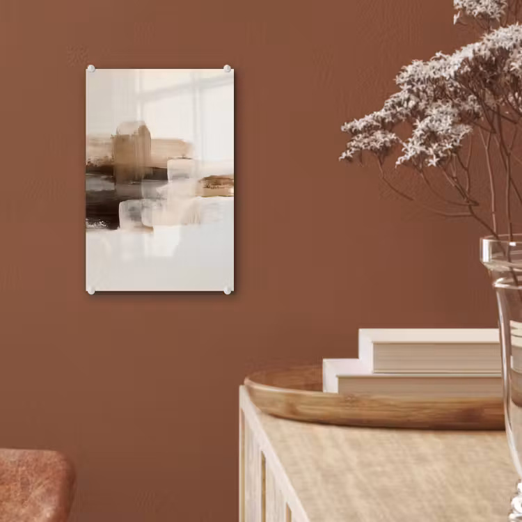 Glas schilderij - Penseelstreken - Abstract landschap - Rust — 6