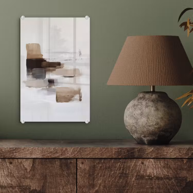 Glas schilderij - Penseelstreken - Balans - Beige - Bruin — 4