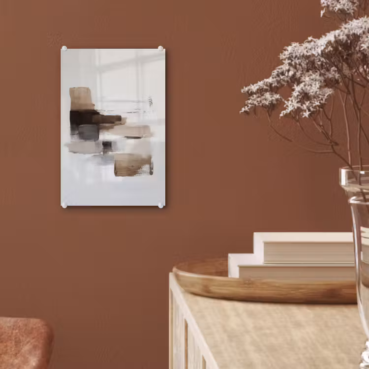 Glas schilderij - Penseelstreken - Balans - Beige - Bruin — 6