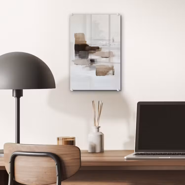 Glas schilderij - Penseelstreken - Balans - Beige - Bruin — 7