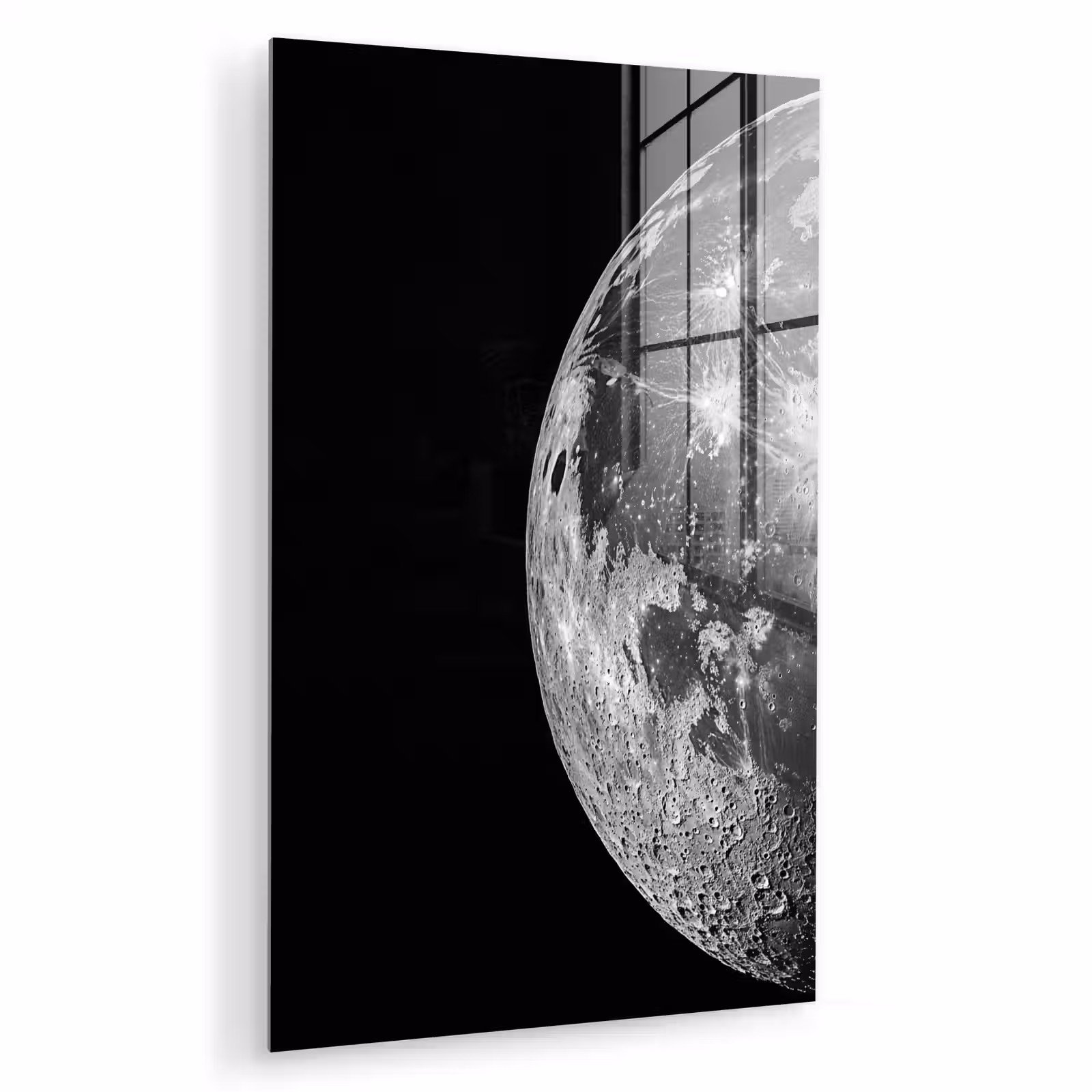 Glas schilderij - Close-up - Maan - Wit - Textuur — 1
