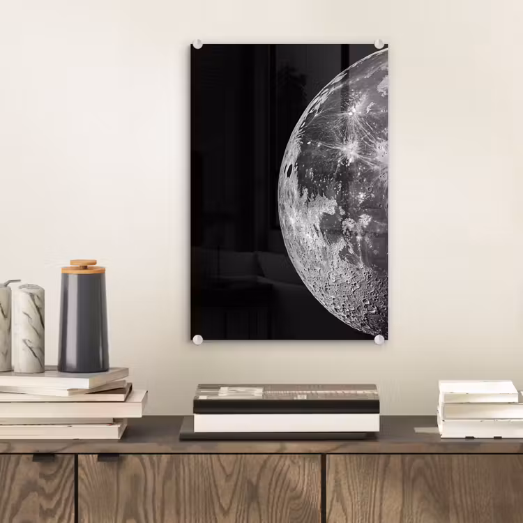Glas schilderij - Close-up - Maan - Wit - Textuur — 2