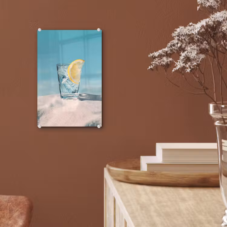 Glas schilderij - Glas - ijsblokjes - Citroen — 6