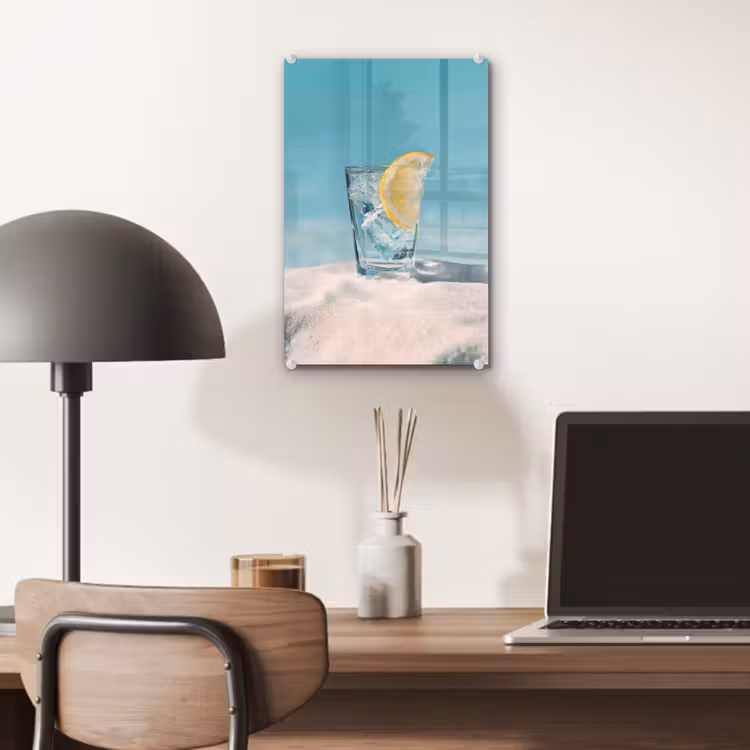 Glas schilderij - Glas - ijsblokjes - Citroen — 7
