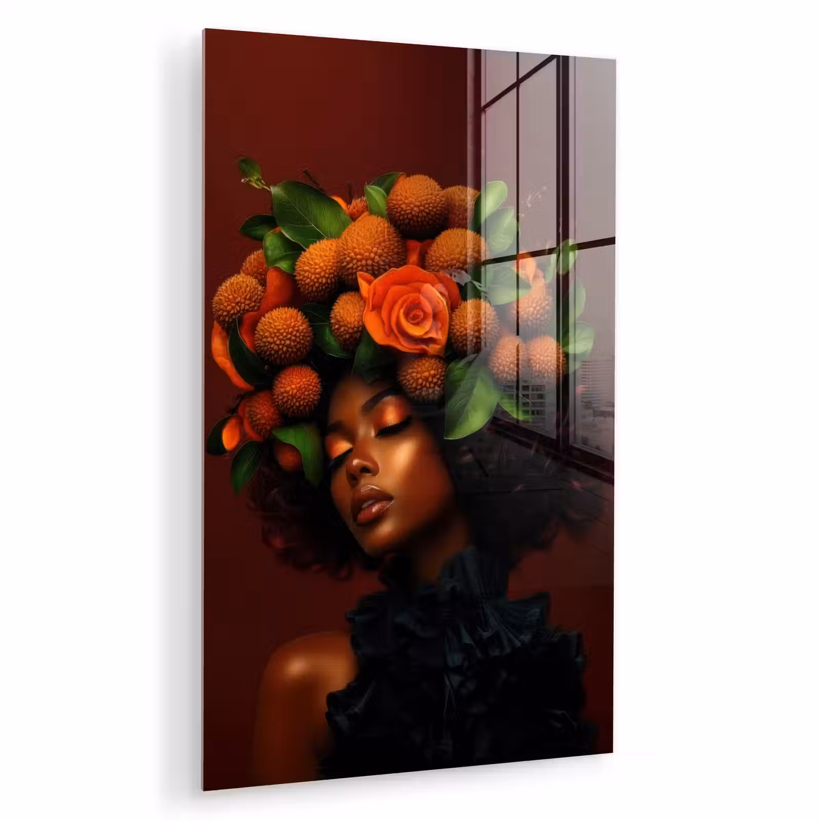 Glas schilderij - Vrouw - lychee - exotisch — 1