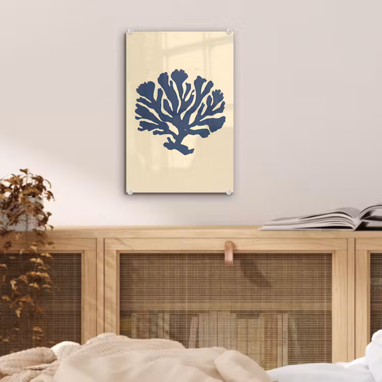 Glas schilderij - Blauw koraal - Vertakkingen - Beige — 5