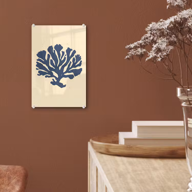 Glas schilderij - Blauw koraal - Vertakkingen - Beige — 6