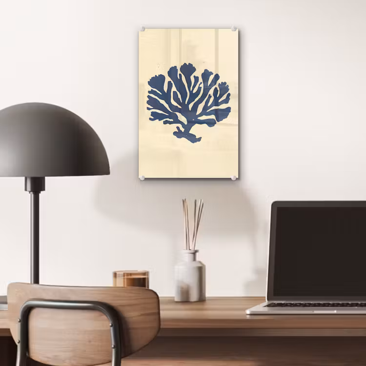 Glas schilderij - Blauw koraal - Vertakkingen - Beige — 7