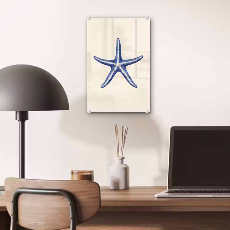 Glas schilderij - Blauwe zeester - Minimalistisch - Beige — 7