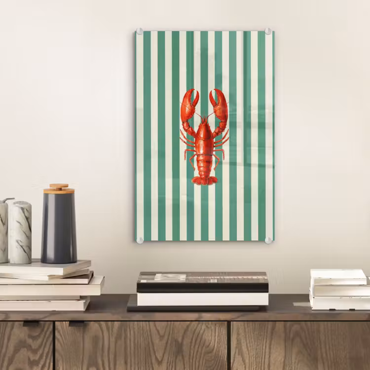 Glas schilderij - Kreeft - Strepen - Realistisch - Zomers — 2