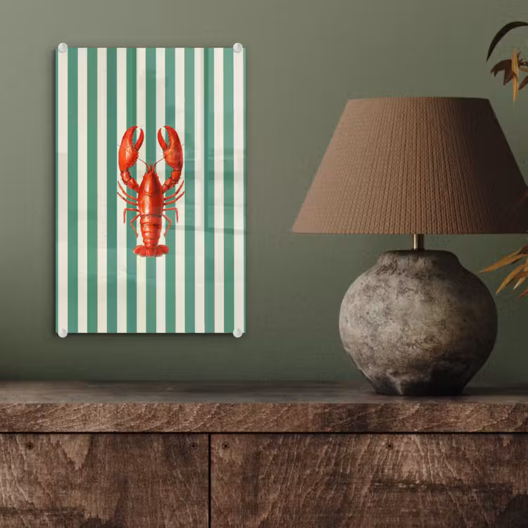 Glas schilderij - Kreeft - Strepen - Realistisch - Zomers — 4