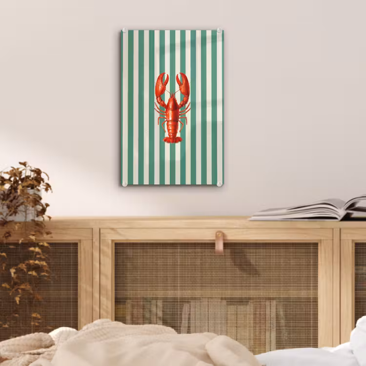 Glas schilderij - Kreeft - Strepen - Realistisch - Zomers — 5