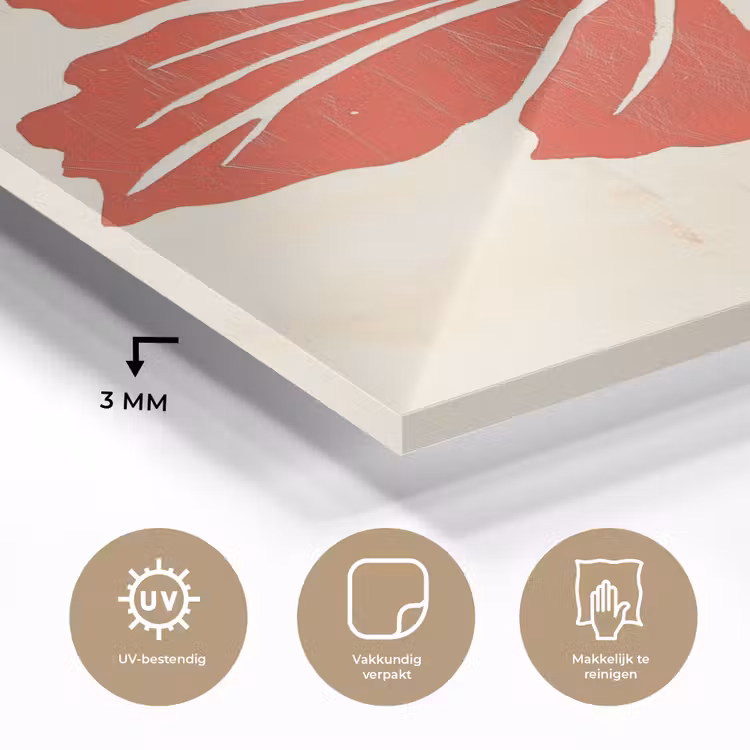 Glas schilderij - Rode hibiscusbloem - Textuur achtergrond - Beige — 3