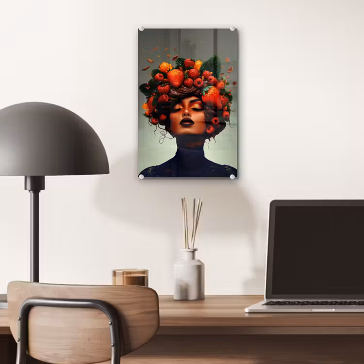 Glas schilderij - Vrouw - Chocolade - Frambozen - Aardbeien - Koekjes — 7