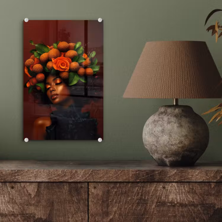 Glas schilderij - Vrouw - lychee - exotisch — 4