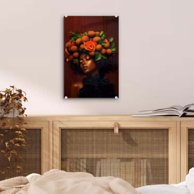 Glas schilderij - Vrouw - lychee - exotisch — 5