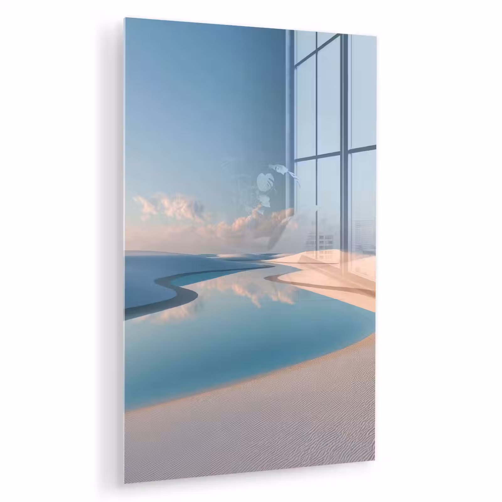 Glas schilderij - Duinen - Waterplas - Oneindige rust — 1