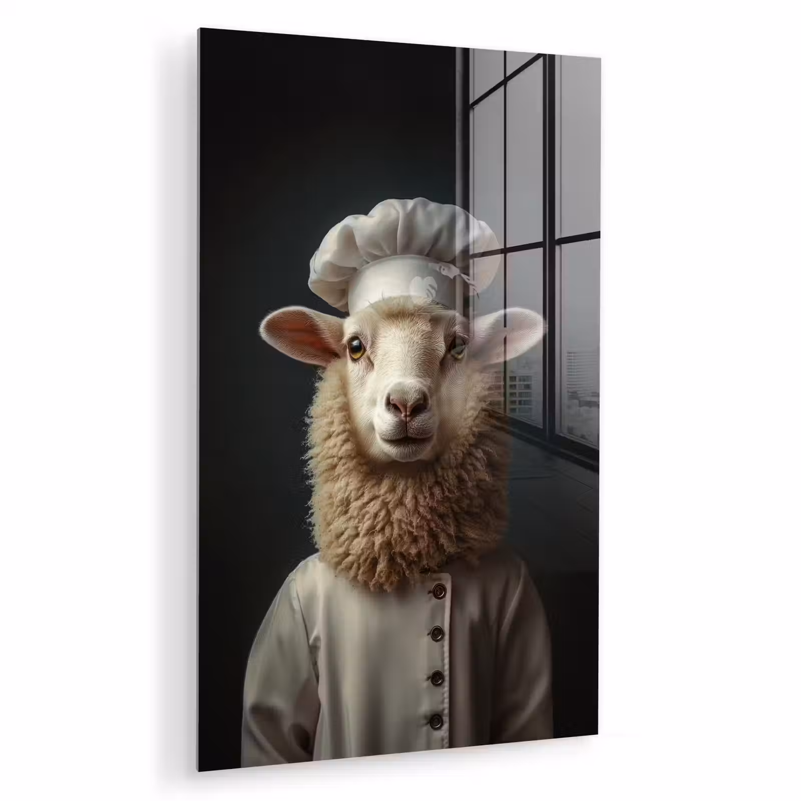 Glas schilderij - Schaap - Wol - Kok — 1