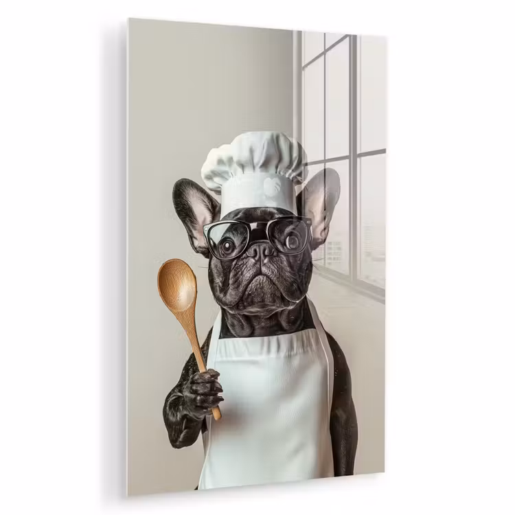 Glas schilderij - Bril - Hond - Kok — 1
