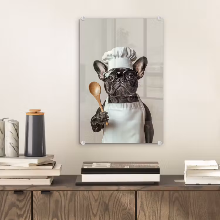 Glas schilderij - Bril - Hond - Kok — 2
