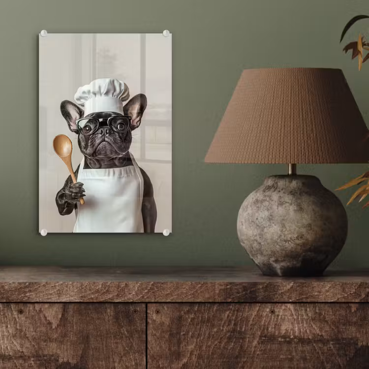 Glas schilderij - Bril - Hond - Kok — 4