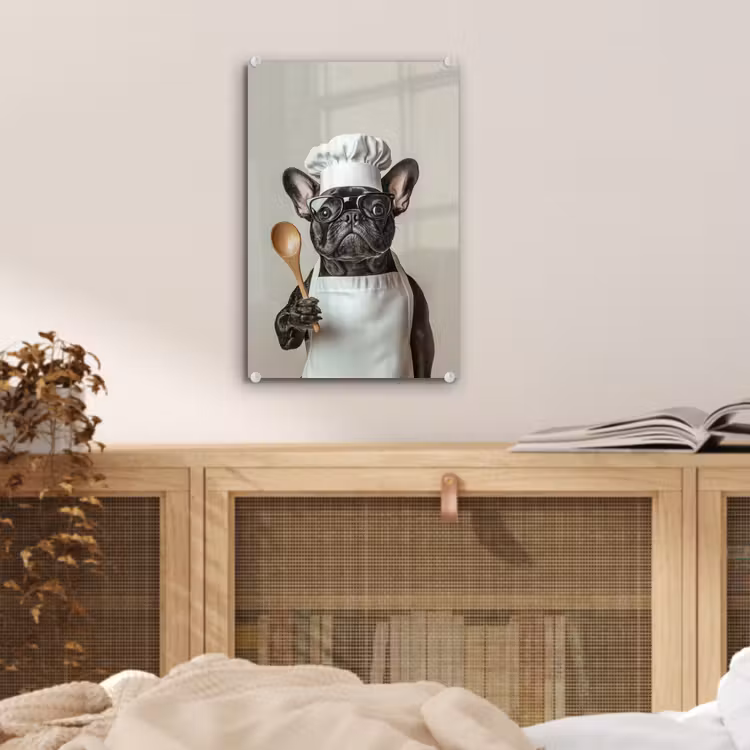Glas schilderij - Bril - Hond - Kok — 5