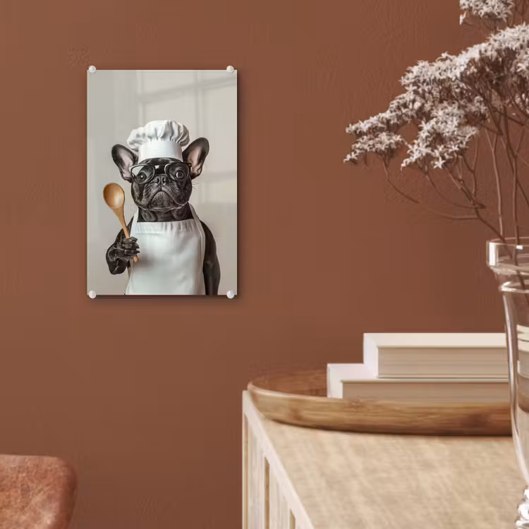 Glas schilderij - Bril - Hond - Kok — 6