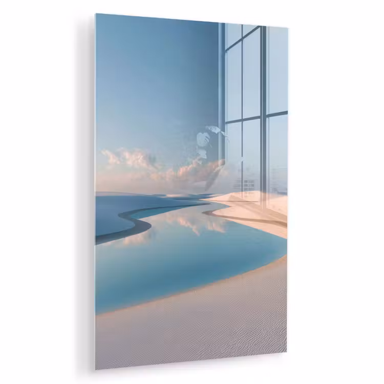 Glas schilderij - Duinen - Waterplas - Oneindige rust — 1