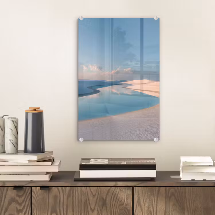 Glas schilderij - Duinen - Waterplas - Oneindige rust — 2