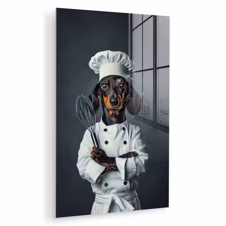 Glas schilderij - Hond - Garde - Kok — 1