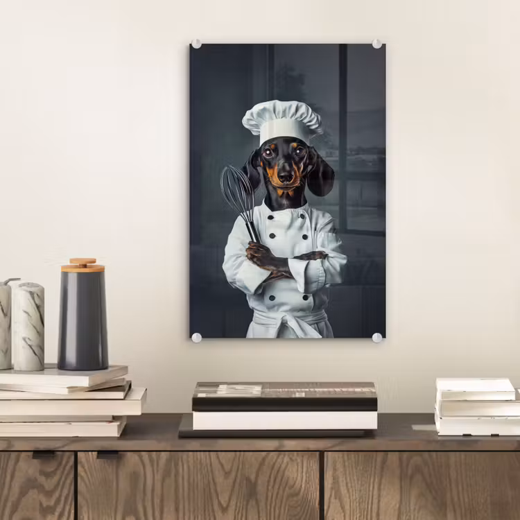 Glas schilderij - Hond - Garde - Kok — 2