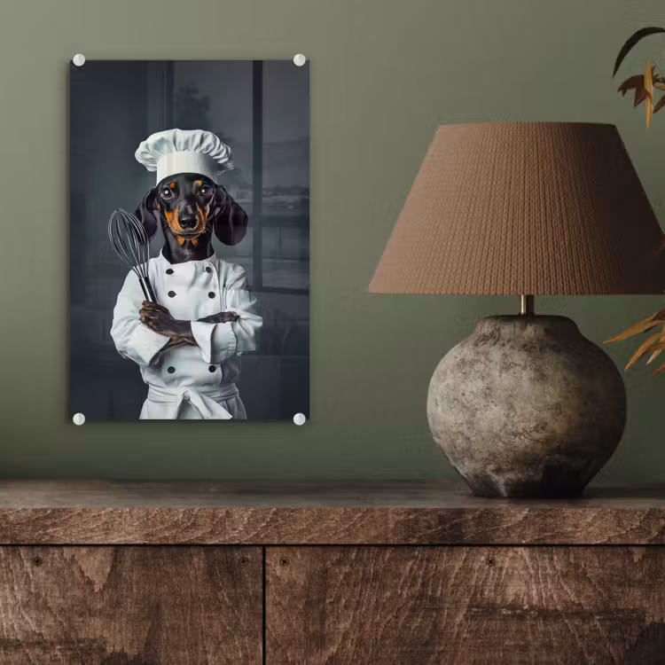 Glas schilderij - Hond - Garde - Kok — 4