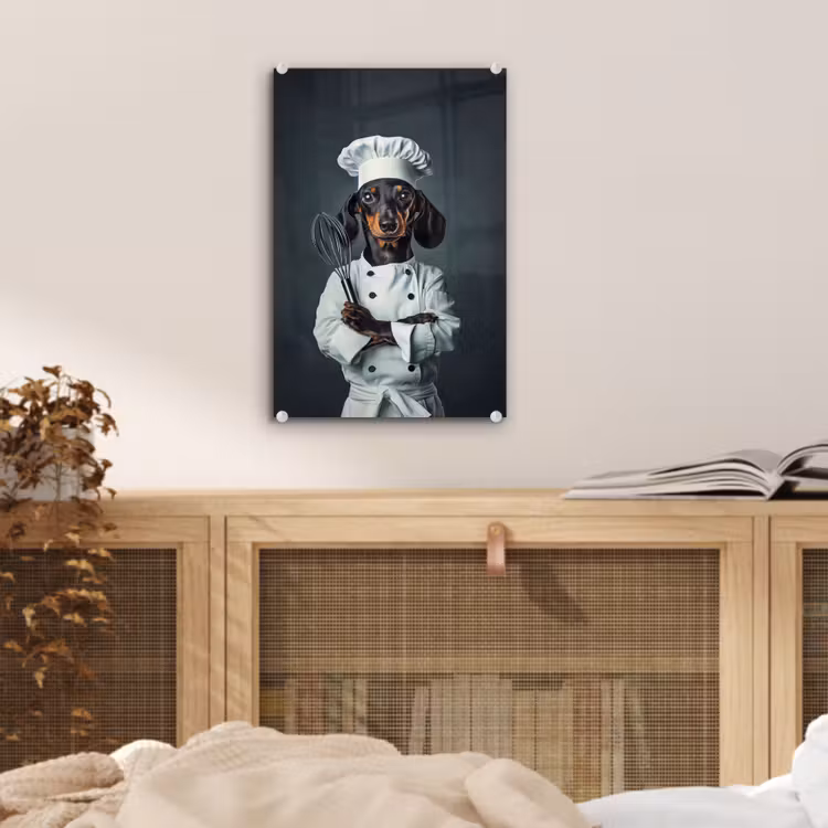 Glas schilderij - Hond - Garde - Kok — 5