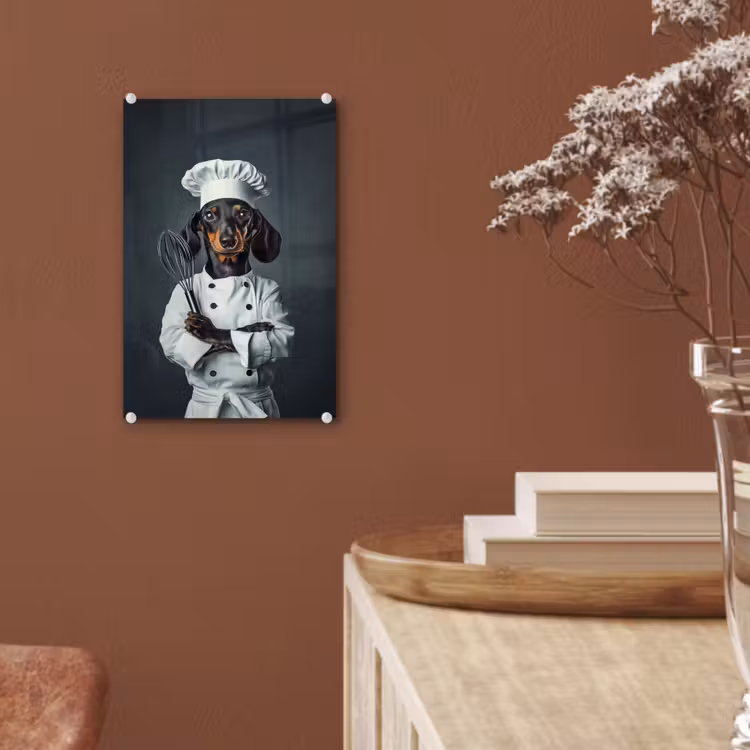 Glas schilderij - Hond - Garde - Kok — 6