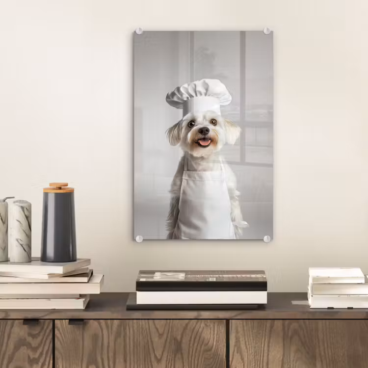 Glas schilderij - Hond - Wit - Kok — 2