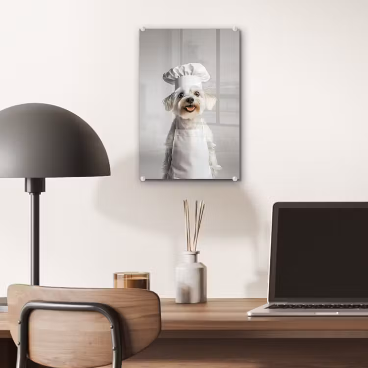 Glas schilderij - Hond - Wit - Kok — 7