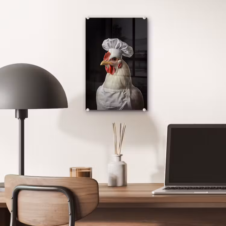 Glas schilderij - Kok - Rood - Kip — 7