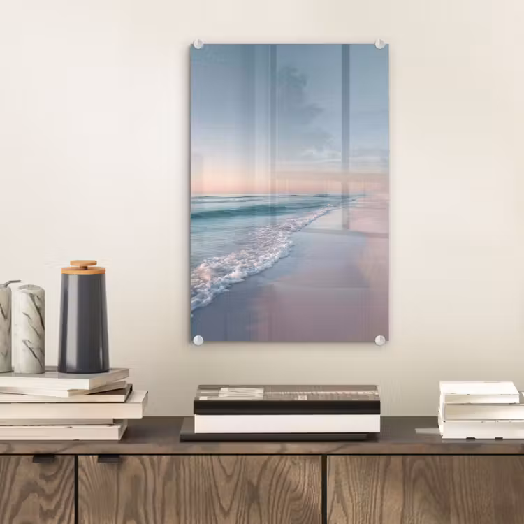 Glas schilderij - Kustlijn - Pastel - water — 2