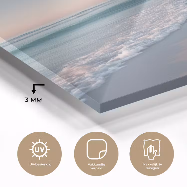 Glas schilderij - Kustlijn - Pastel - water — 3