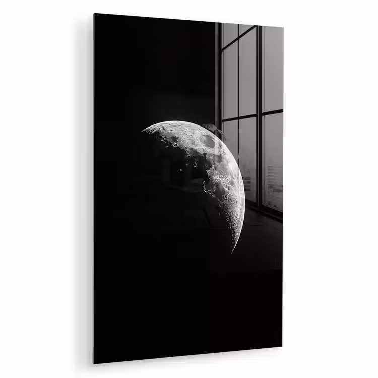 Glas schilderij - Maan - Hemel - Zwart - Schaduw — 1