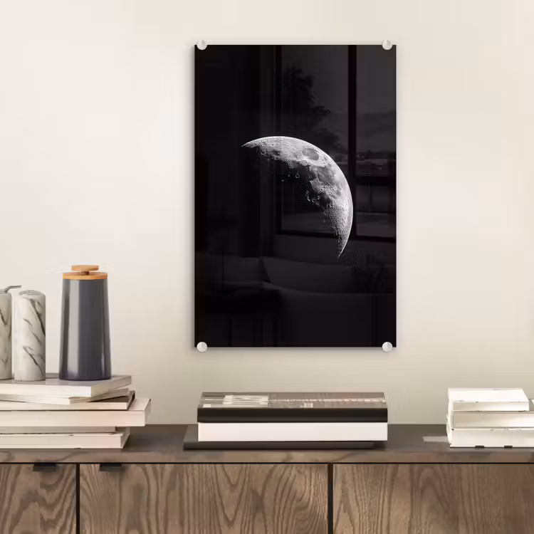 Glas schilderij - Maan - Hemel - Zwart - Schaduw — 2